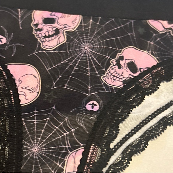 Morvia 3pk lace trim Skater goth Emo panties skull & Bones Lingerie Underwear - Picture 7 of 12